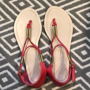 💥4 for $20💥 Hot Pink and Gold Thong Sandals